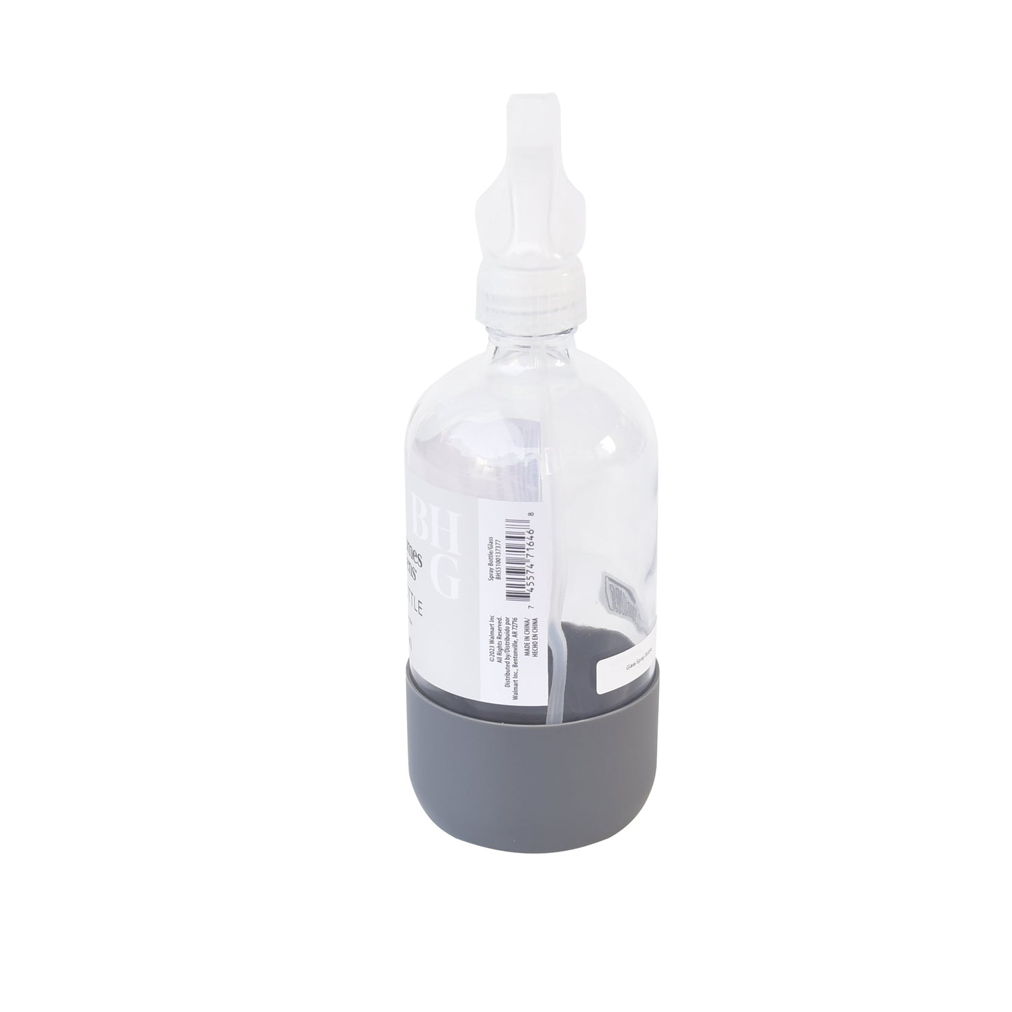 (3 Pack)  Clear Reuseable Glass Spray Bottle with Rubber Bottom, 16 Oz.