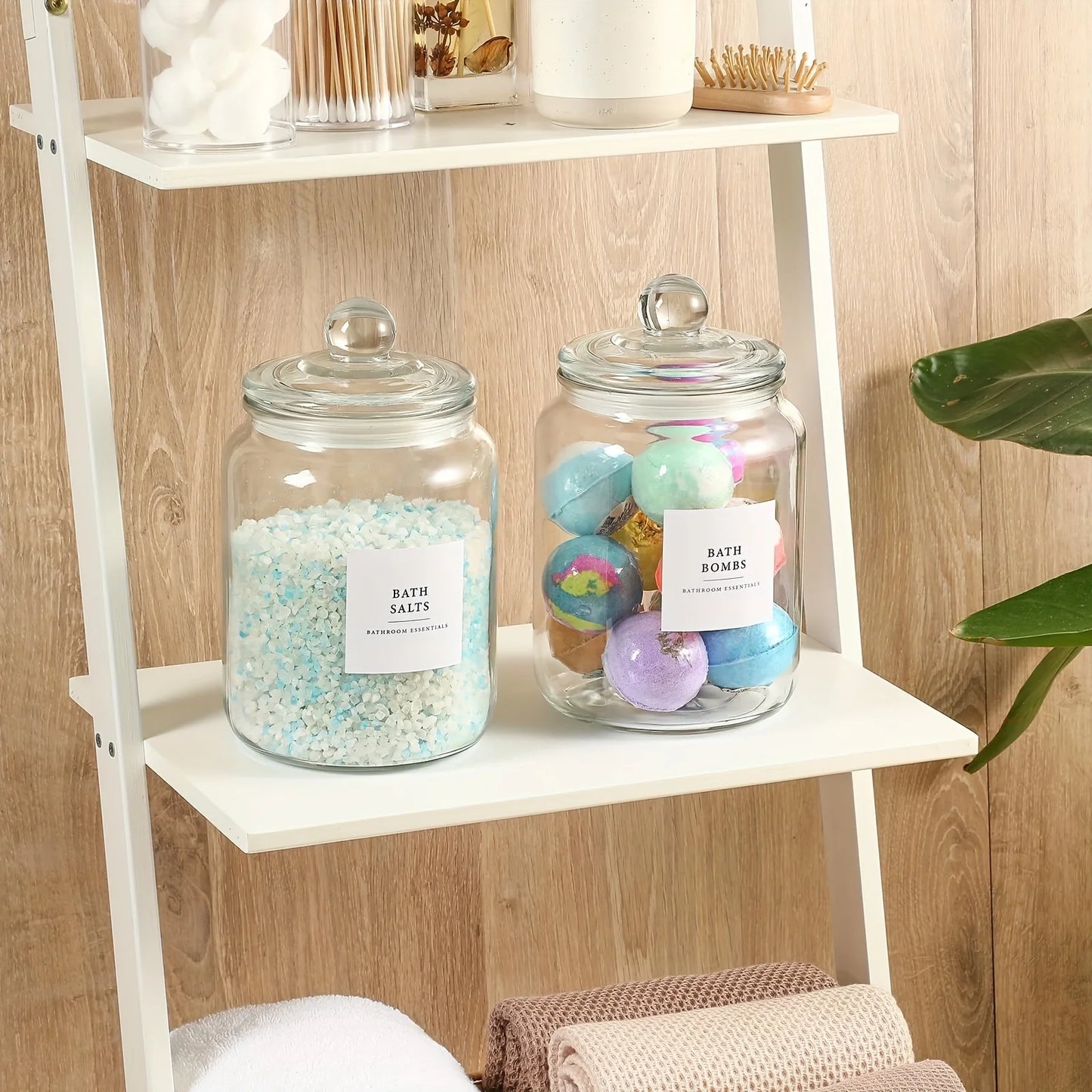 Glass Jars with Airtight Lids and Labels, Half Gallon Storage Containers with Spoons for Laundry Detergent, Pods, Scent Booster