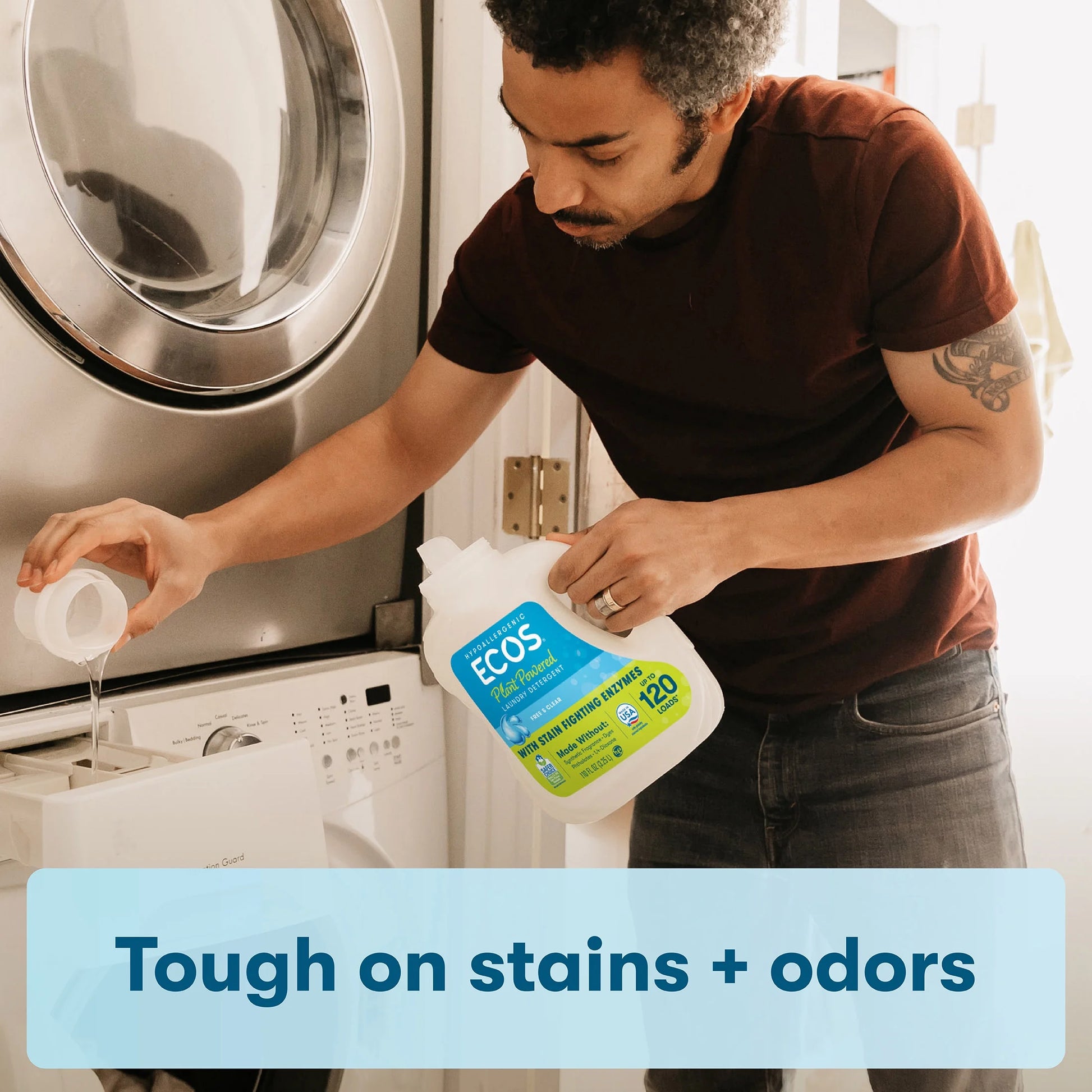 Hypoallergenic Liquid Laundry Detergent, Free & Clear for Sensitive Skin, 120 Loads, 110Oz