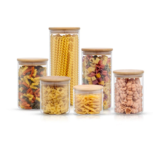 6-Piece Glass Storage Jars with Airtight Lids