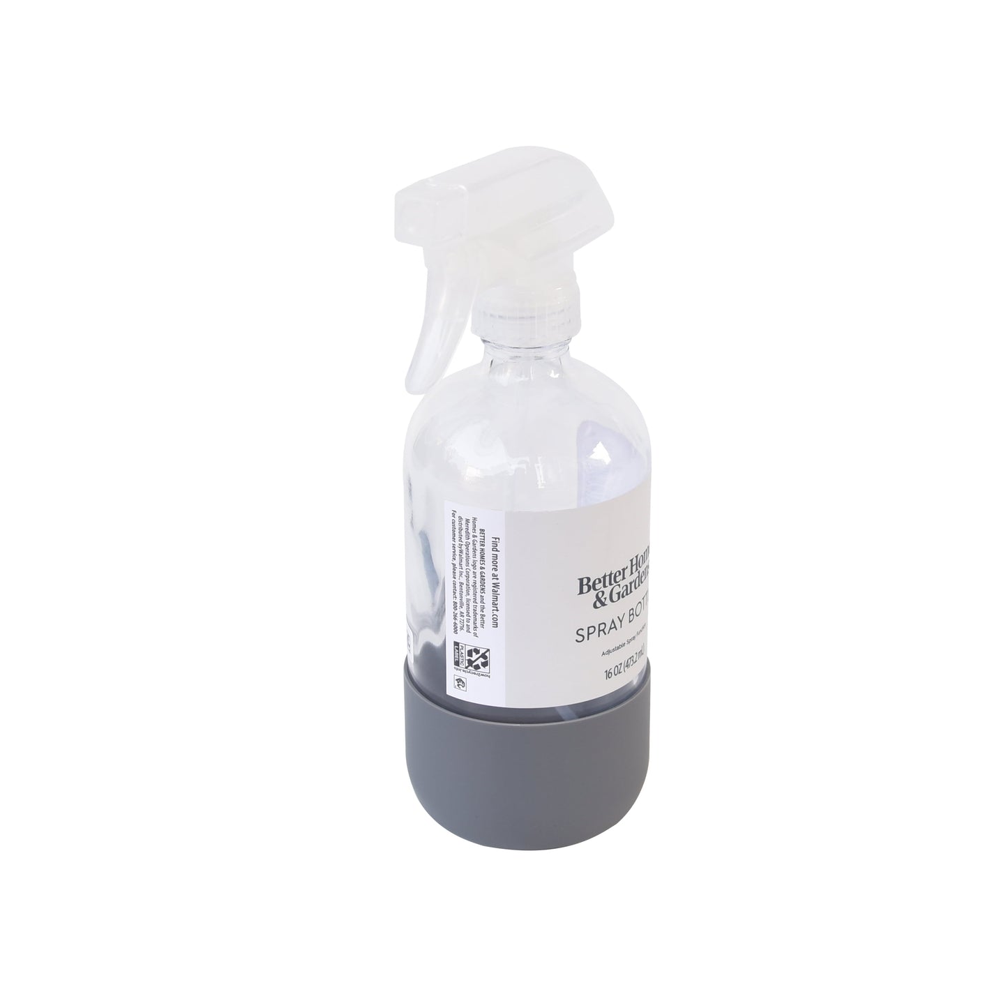 (3 Pack)  Clear Reuseable Glass Spray Bottle with Rubber Bottom, 16 Oz.
