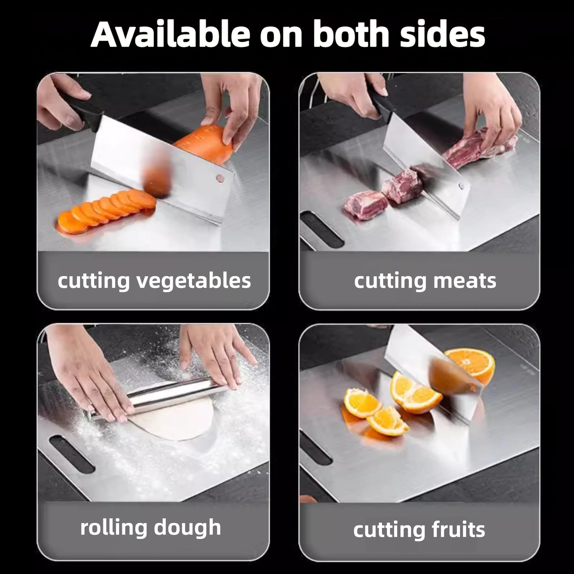Titanium Cutting Boards Set of 2,Stainless Steel Cutting Boards for Kitchen,Double-Sided Food Grade Cutting Board,Cutting Meat,Cheese,Vegetable,Fruit