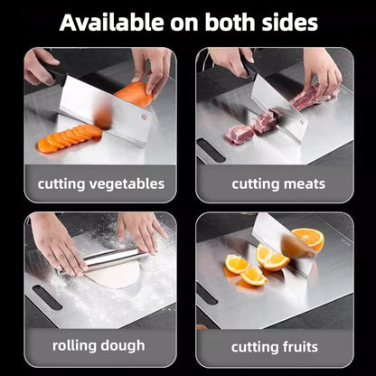 Titanium Cutting Boards Set of 2,Stainless Steel Cutting Boards for Kitchen,Double-Sided Food Grade Cutting Board,Cutting Meat,Cheese,Vegetable,Fruit