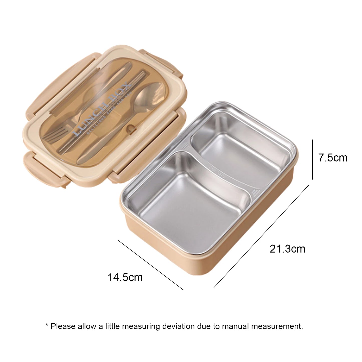 Portable Lunch Box 304 Stainless Steel Leakproof Divided Food Containers with Spoon and Chopsticks