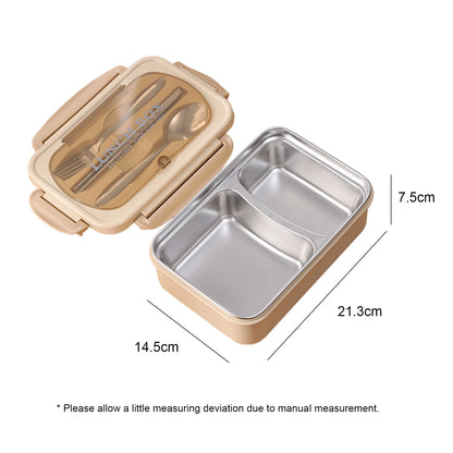 Portable Lunch Box 304 Stainless Steel Leakproof Divided Food Containers with Spoon and Chopsticks