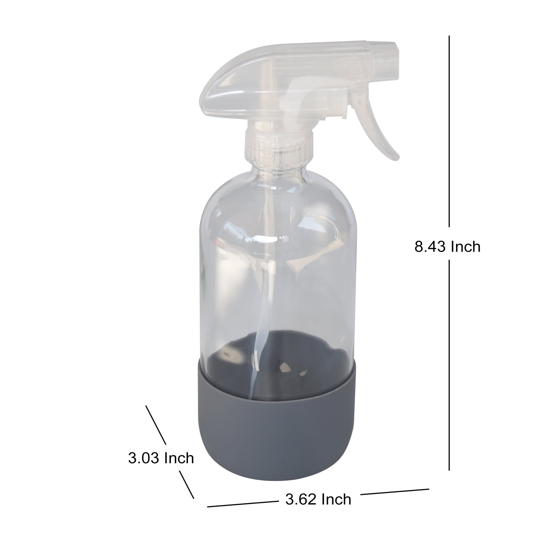(3 Pack)  Clear Reuseable Glass Spray Bottle with Rubber Bottom, 16 Oz.