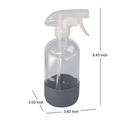 (3 Pack)  Clear Reuseable Glass Spray Bottle with Rubber Bottom, 16 Oz.