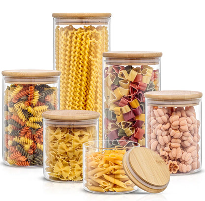 6-Piece Glass Storage Jars with Airtight Lids