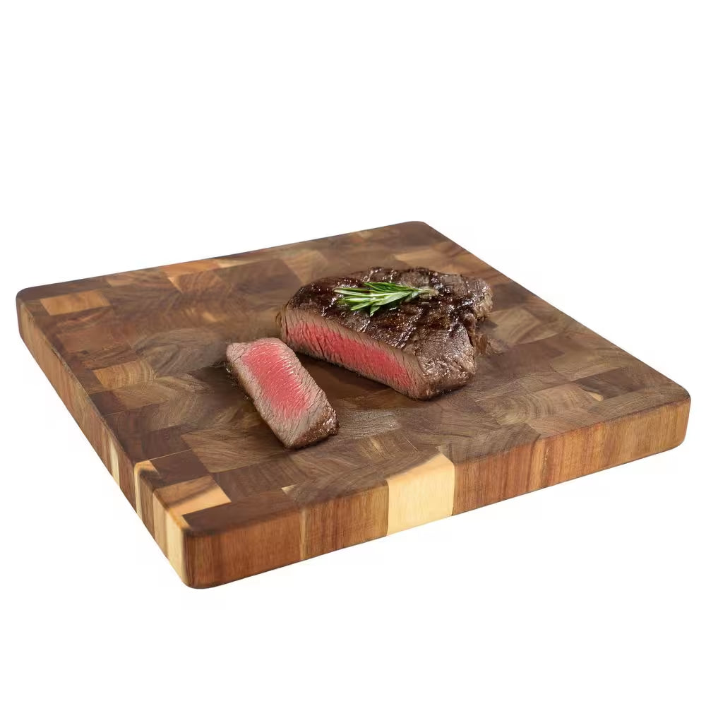 13.75 In. Square Thick Acacia Wood Serving and Cutting Butcher Board