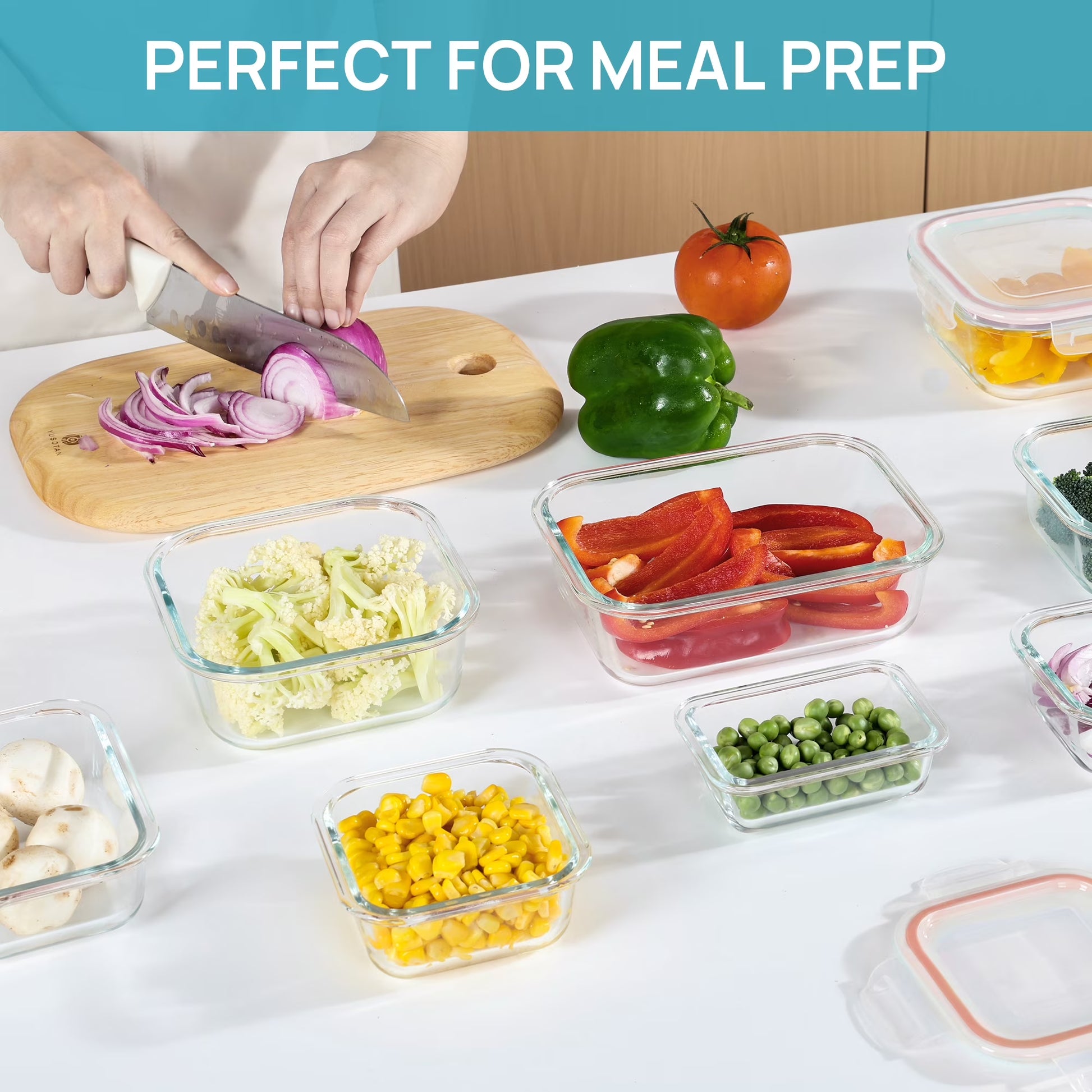 7 Pack Glass Food Storage Containers, Meal Prep, Airtight Bento Boxes with Leak Proof Locking Lids,Colorful