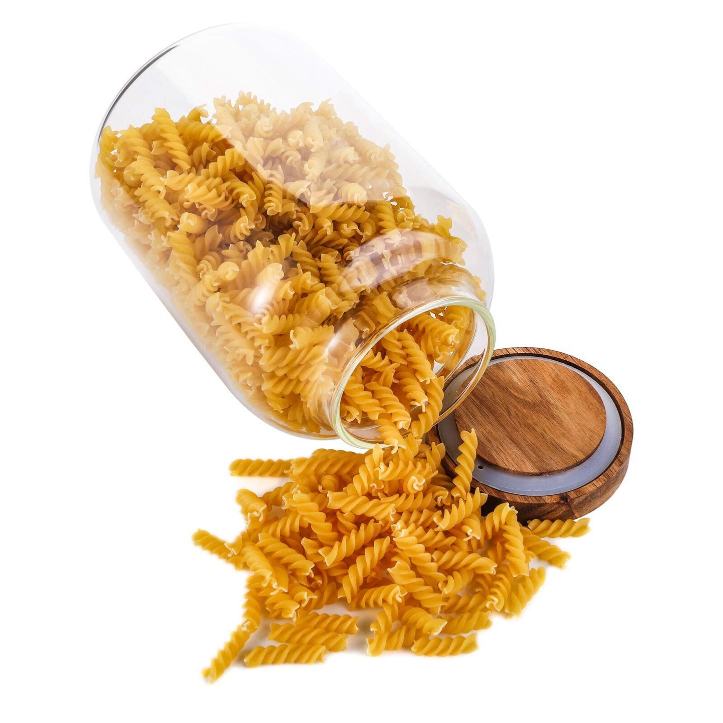 2 Pack Large Glass Food Storage Jar with Airtight Wooden Lid 66 FL Oz(1950Ml)