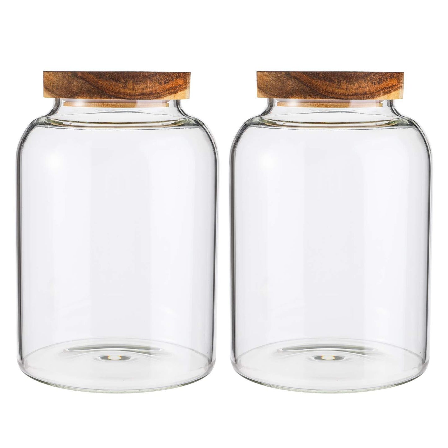 2 Pack Large Glass Food Storage Jar with Airtight Wooden Lid 66 FL Oz(1950Ml)