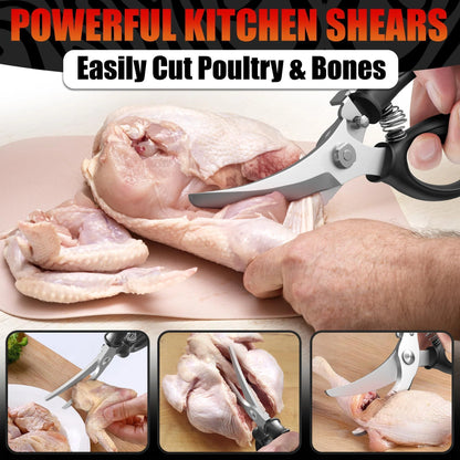 Heavy Duty Poultry Shears – Stainless Steel Meat Scissors Heavy Duty Ergonomic Kitchen Shears for Food Vegetables Seafood & Bones – High Wear Resistance & Thick Spring for Easy Cutting