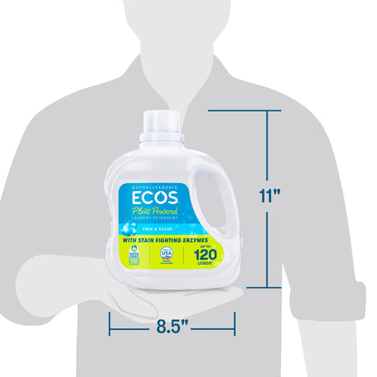 Hypoallergenic Liquid Laundry Detergent, Free & Clear for Sensitive Skin, 120 Loads, 110Oz