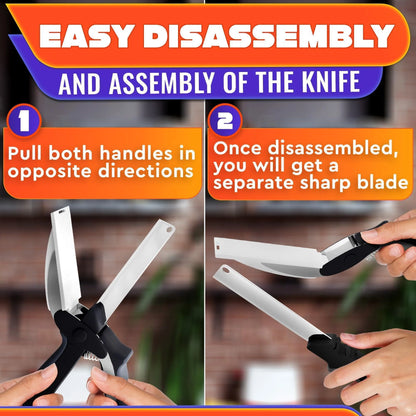Kitchen Scissors for Food – 2 in 1 Cutting Board Scissors & Knife with Locking Mechanism & Stainless Steel Blades – Multifunctional Kitchen Shears for Effortless Chopping Slicing & Meal Prep