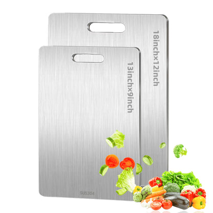 Titanium Cutting Boards Set of 2,Stainless Steel Cutting Boards for Kitchen,Double-Sided Food Grade Cutting Board,Cutting Meat,Cheese,Vegetable,Fruit