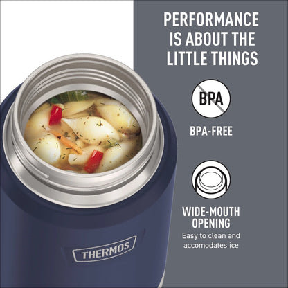 Stainless Steel Insulated Food Jar with Spoon, 24Oz, Mystical Navy