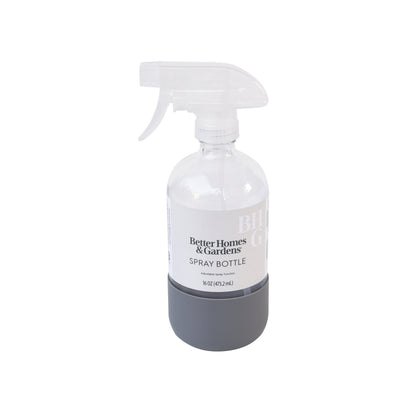 (3 Pack)  Clear Reuseable Glass Spray Bottle with Rubber Bottom, 16 Oz.