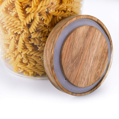2 Pack Large Glass Food Storage Jar with Airtight Wooden Lid 66 FL Oz(1950Ml)