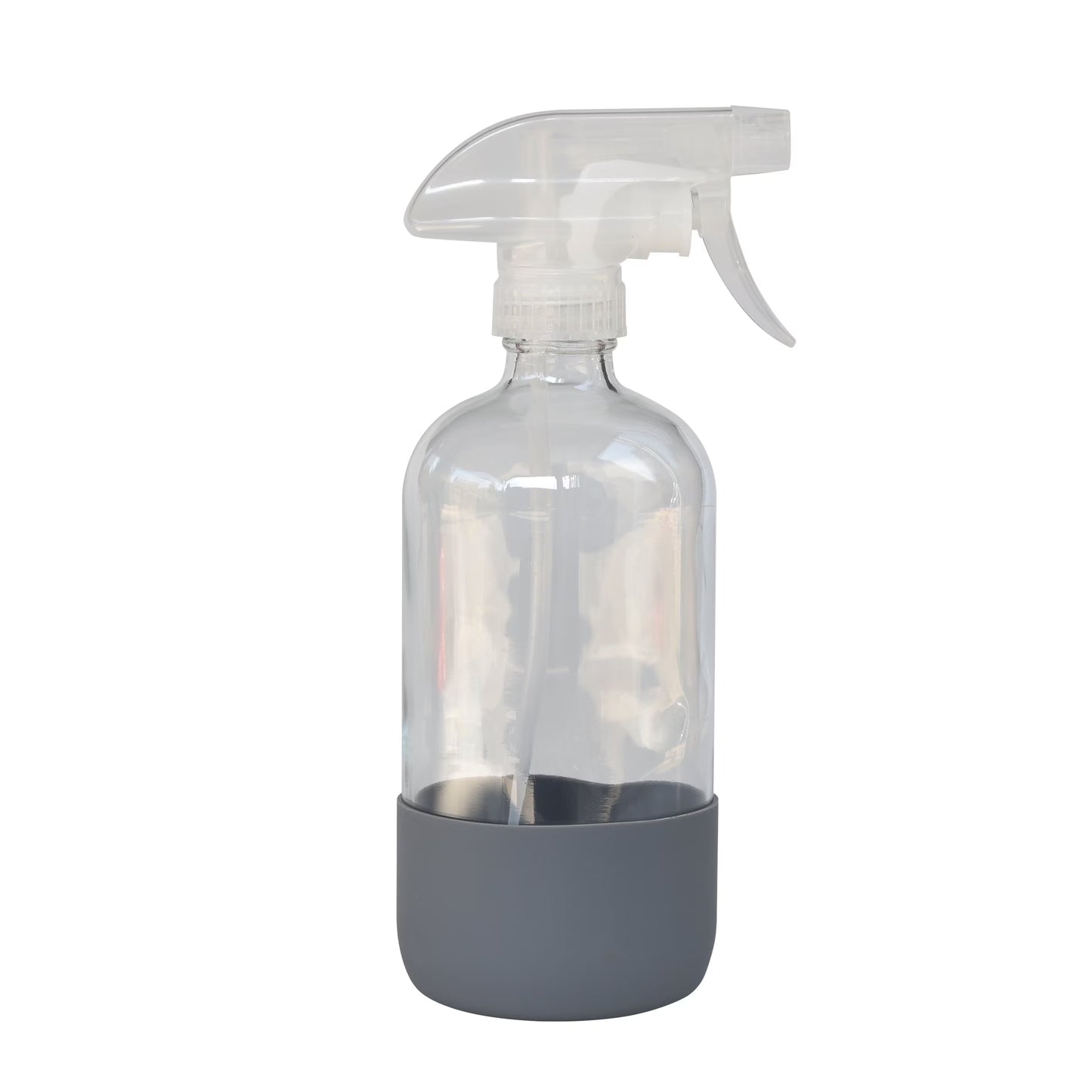 (3 Pack)  Clear Reuseable Glass Spray Bottle with Rubber Bottom, 16 Oz.