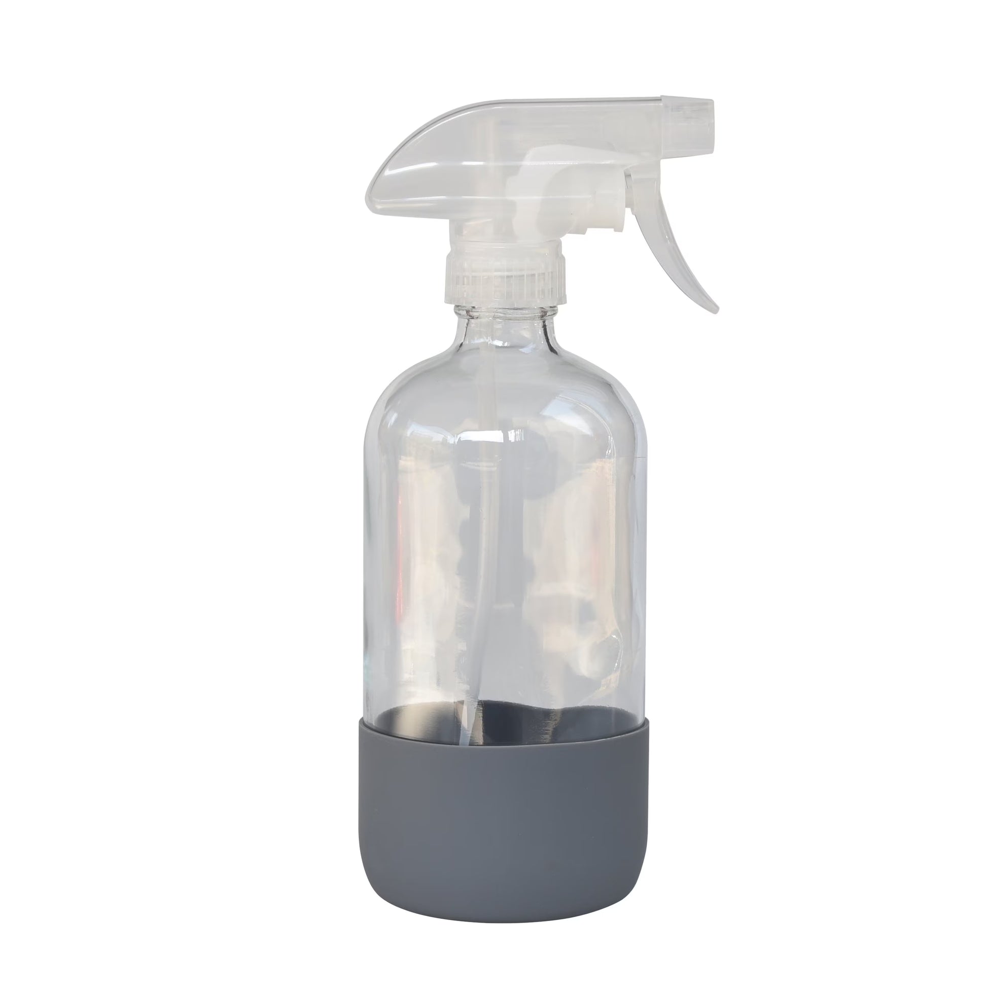 (3 Pack)  Clear Reuseable Glass Spray Bottle with Rubber Bottom, 16 Oz.