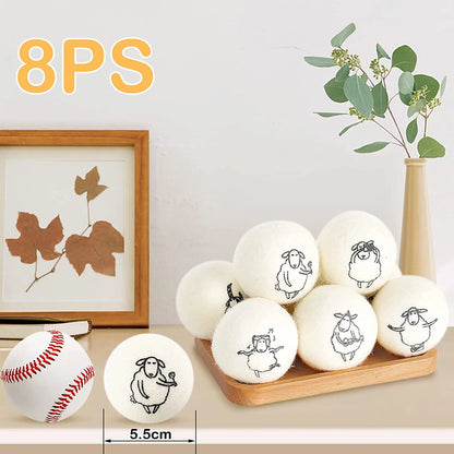 Wool Dryer Balls, 8 Pack, Organic Dryer Balls, 100% New Zealand Wool Handmade Chemical-Free Eco Dryer Balls - anti Static-