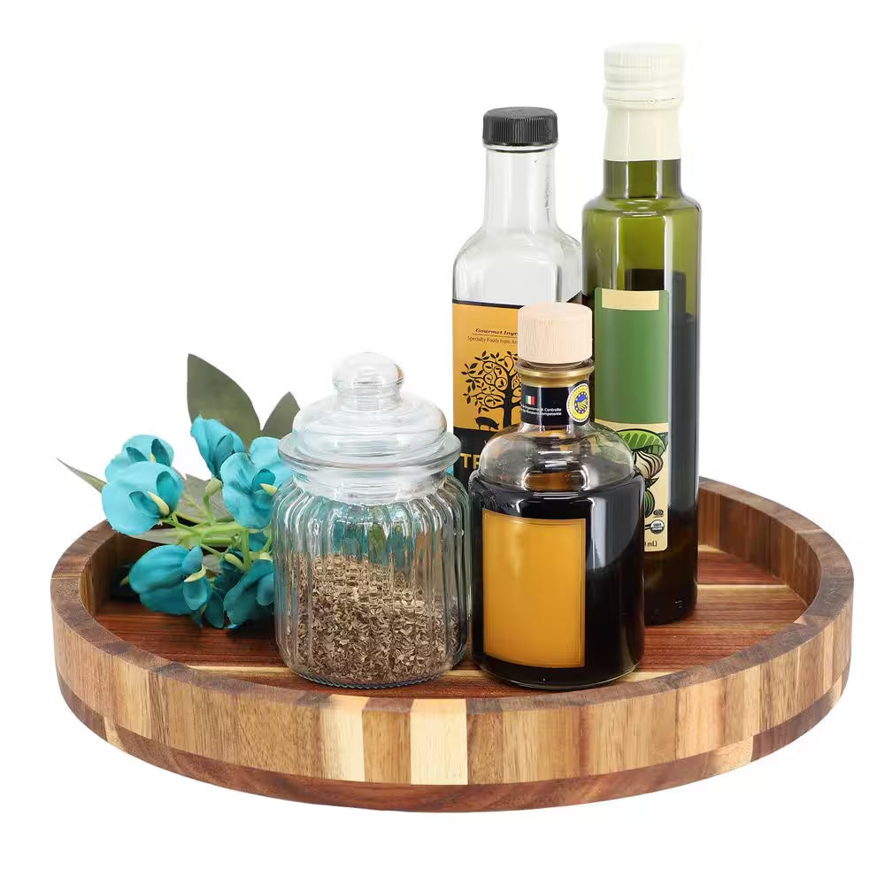 13 In. Acacia Wood Lazy Susan Tray