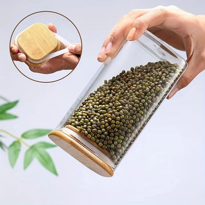 1/2/4/8Pcs, 10Oz Glass Jars with Airtight Lids, Candy Jars, Food Storage Containers with Bamboo Lids, Clear Jars