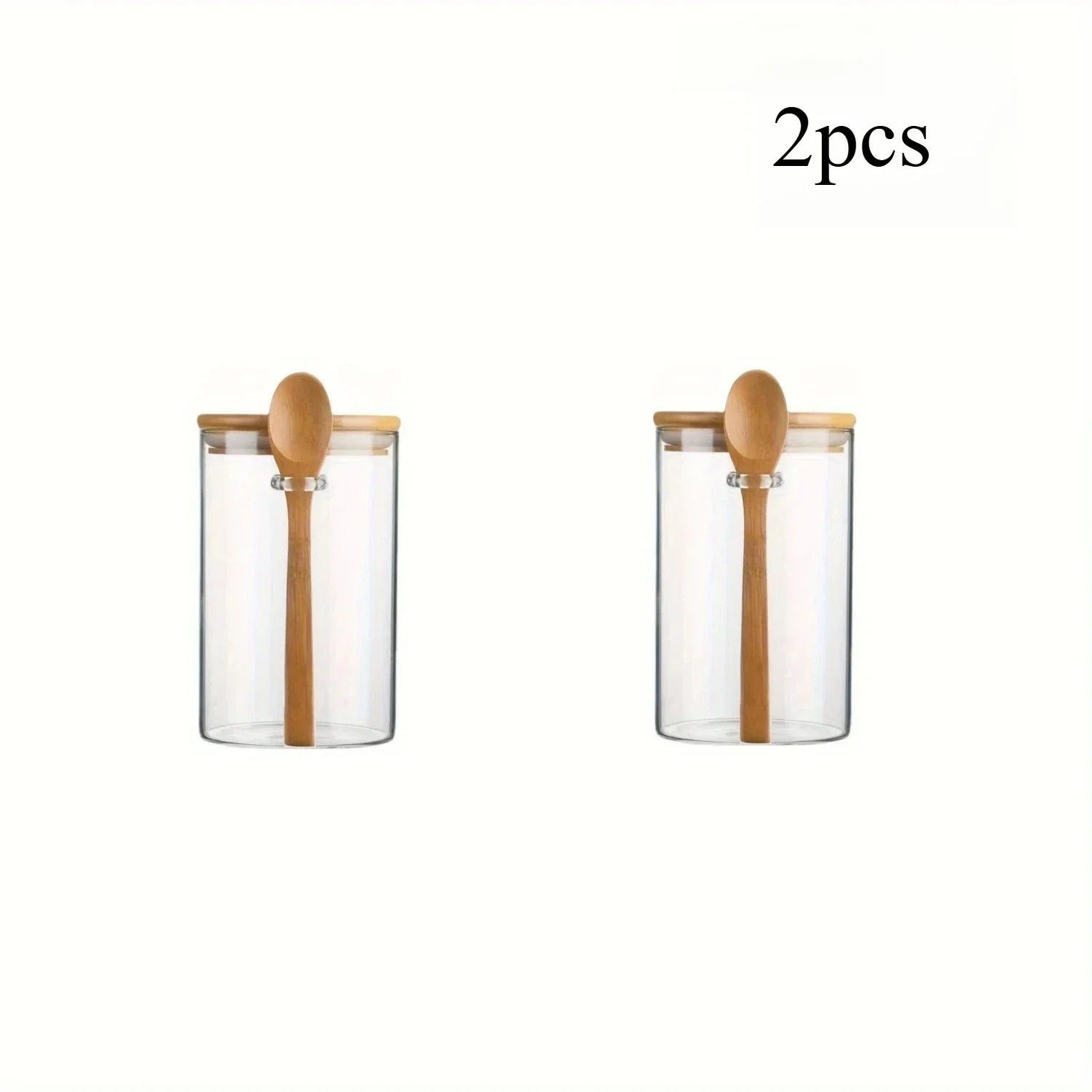 280Ml Airtight Glass Jars with Bamboo Lids and Spoons 18Oz Transparent Glass Bulk Food Storage Jar for Spices, Beans, Tea