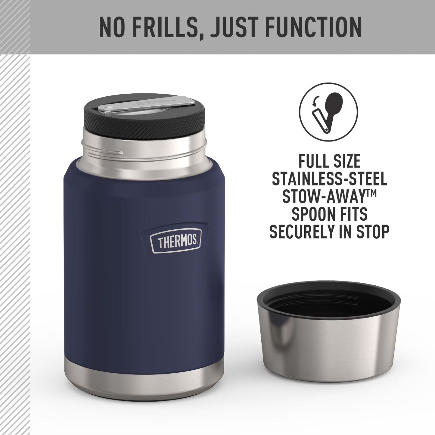 Stainless Steel Insulated Food Jar with Spoon, 24Oz, Mystical Navy