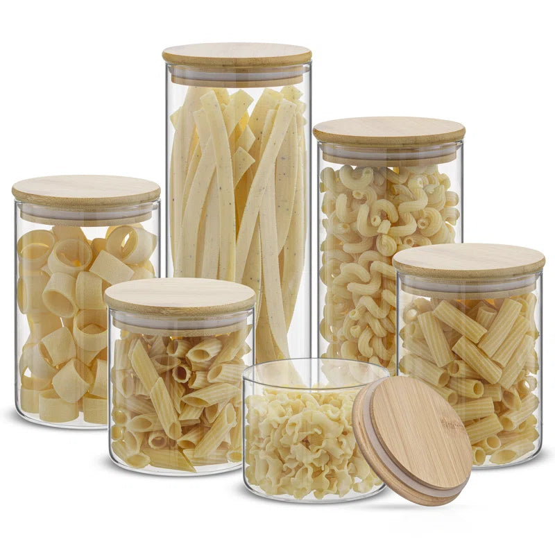 6-Piece Glass Storage Jars with Airtight Lids