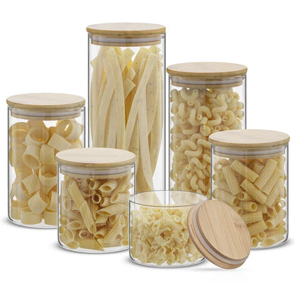 6-Piece Glass Storage Jars with Airtight Lids