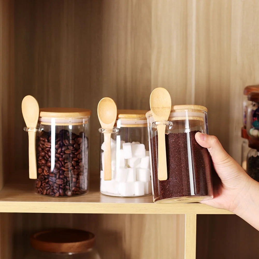 LEAVESANDTREES Y Clear Glass Airtight Coffee Food Storage Container (3 Count)