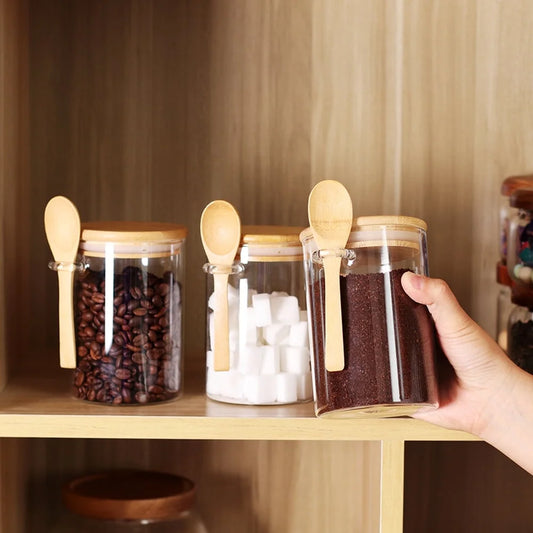 LEAVESANDTREES Y Clear Glass Airtight Coffee Food Storage Container (3 Count)
