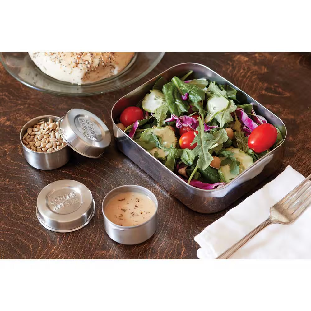 Bento Box Lunch and Condiment Containers Bundle for Kids and Adults, Stainless Steel, Set of 5