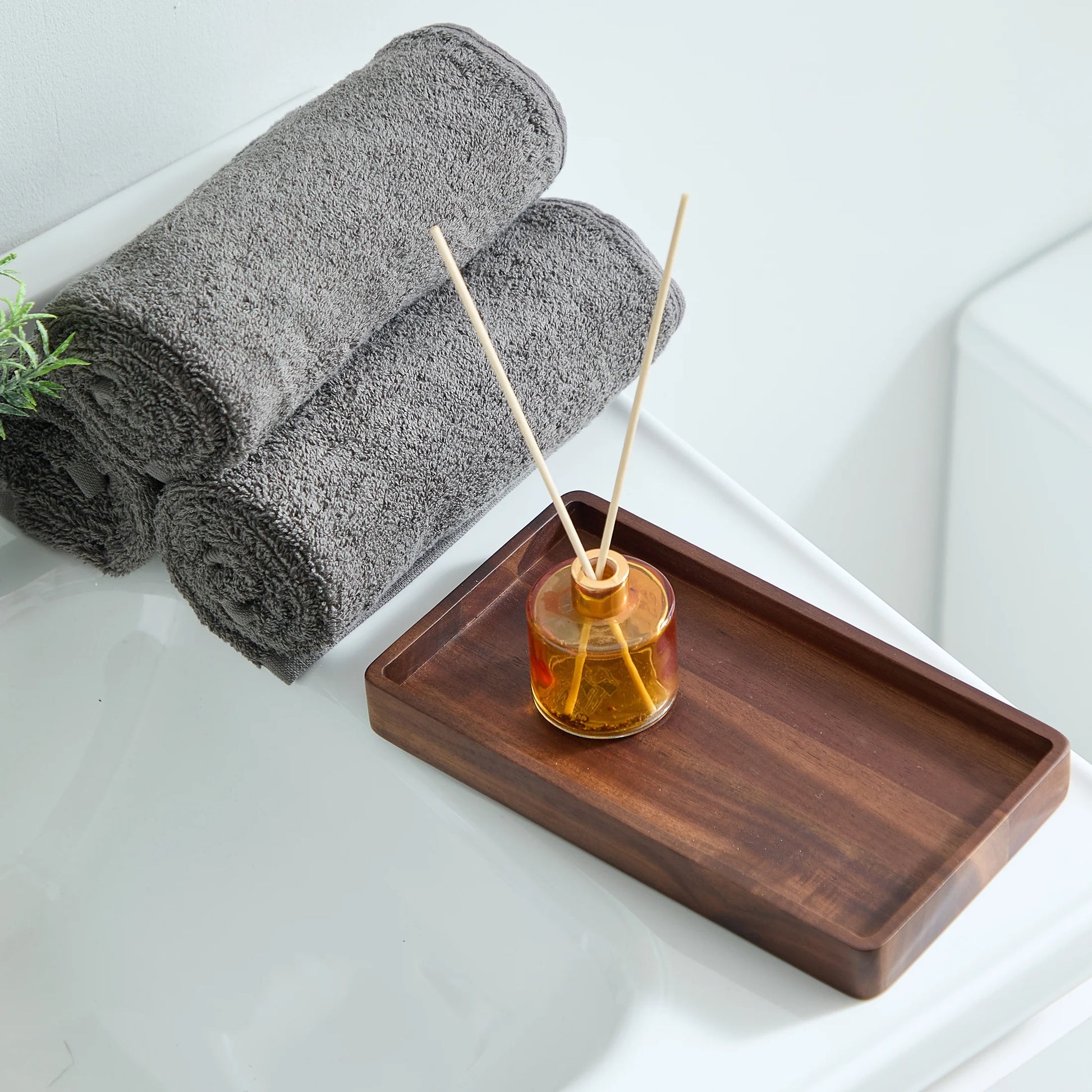 (3 Pack)  Acacia Wood Tray Organizer, Walnut