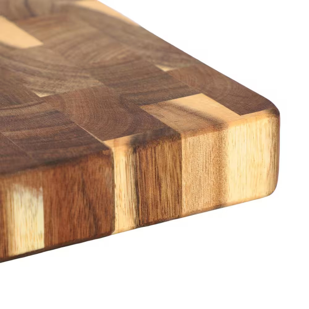 13.75 In. Square Thick Acacia Wood Serving and Cutting Butcher Board