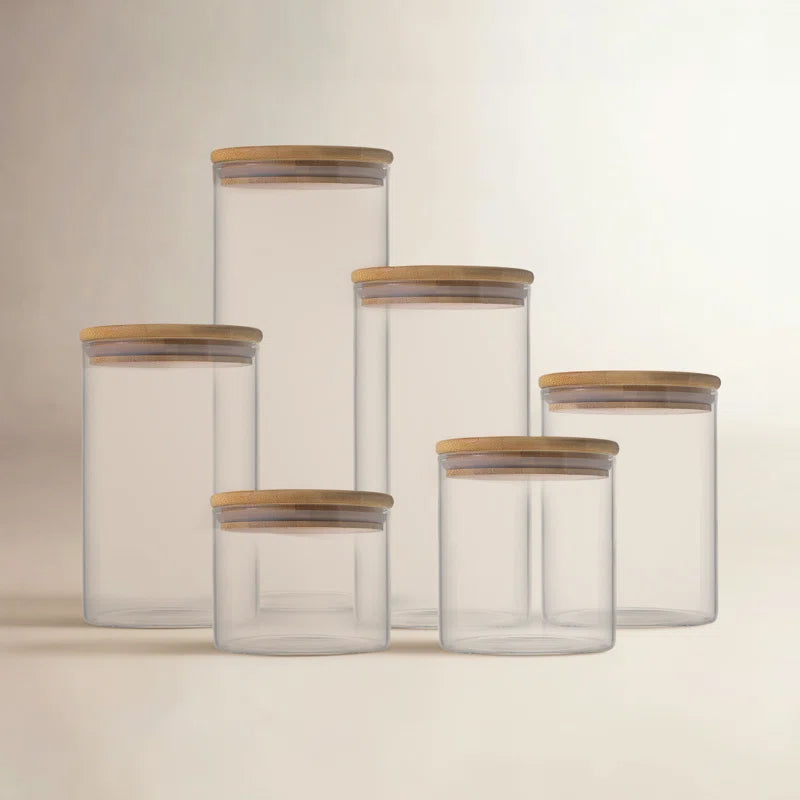 6-Piece Glass Storage Jars with Airtight Lids