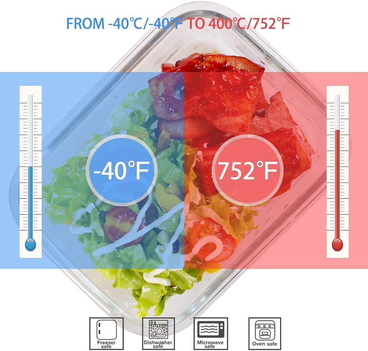 18 Piece Glass Food Storage Containers with Lids, Glass Meal Prep Containers, Food Storage Containers for Food Storage, BPA Free & Leak Proof (9 Lids & 9 Containers)