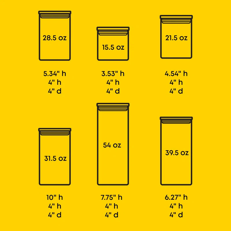 6-Piece Glass Storage Jars with Airtight Lids