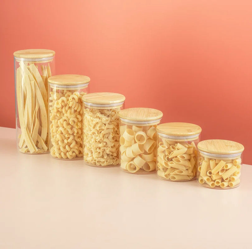 6-Piece Glass Storage Jars with Airtight Lids