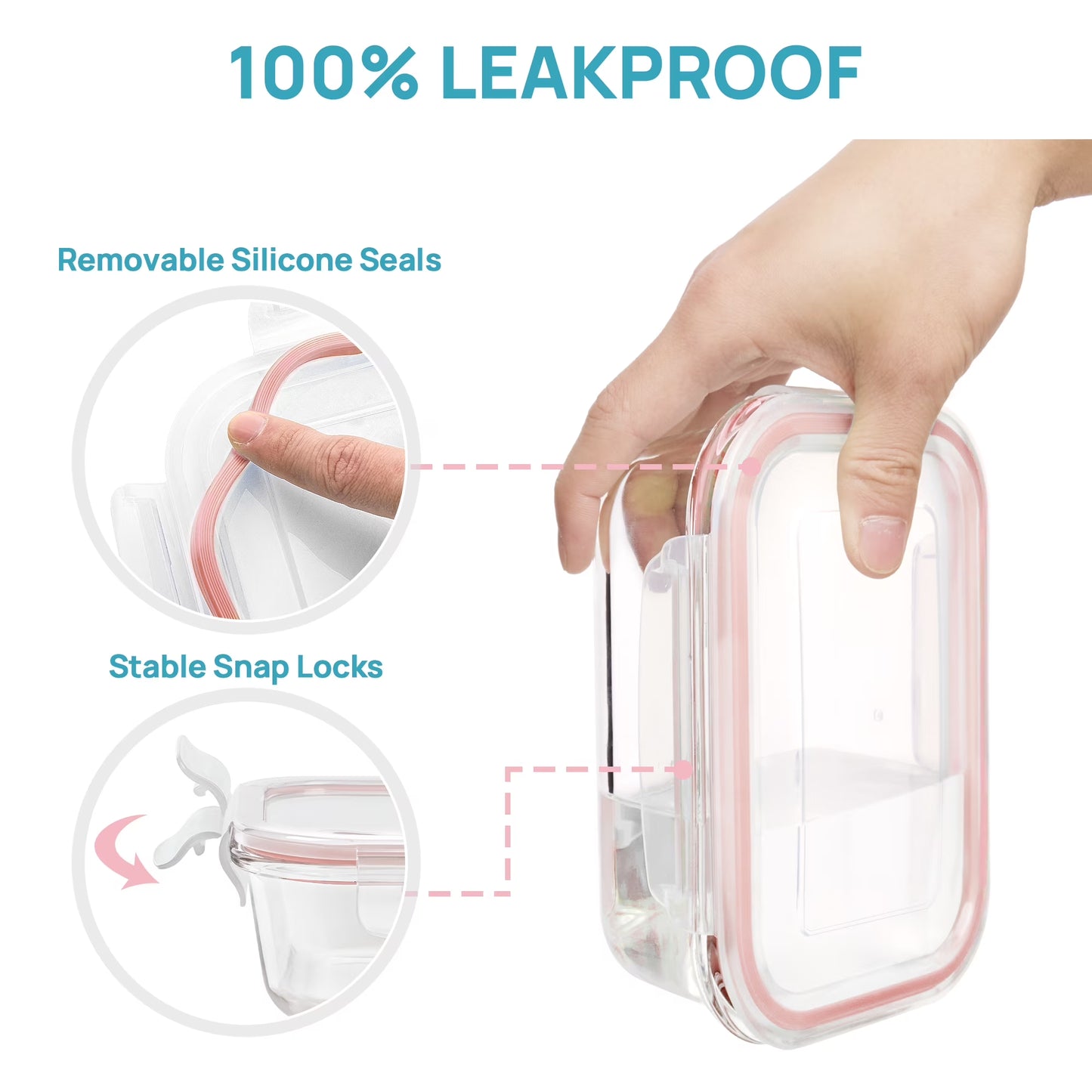 7 Pack Glass Food Storage Containers, Meal Prep, Airtight Bento Boxes with Leak Proof Locking Lids,Colorful