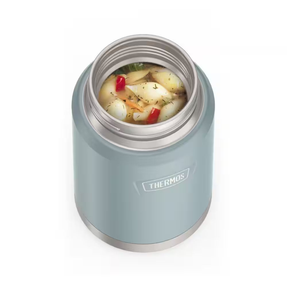 24 Oz. Glacier Blue Stainless Steel Food Jar with Spoon