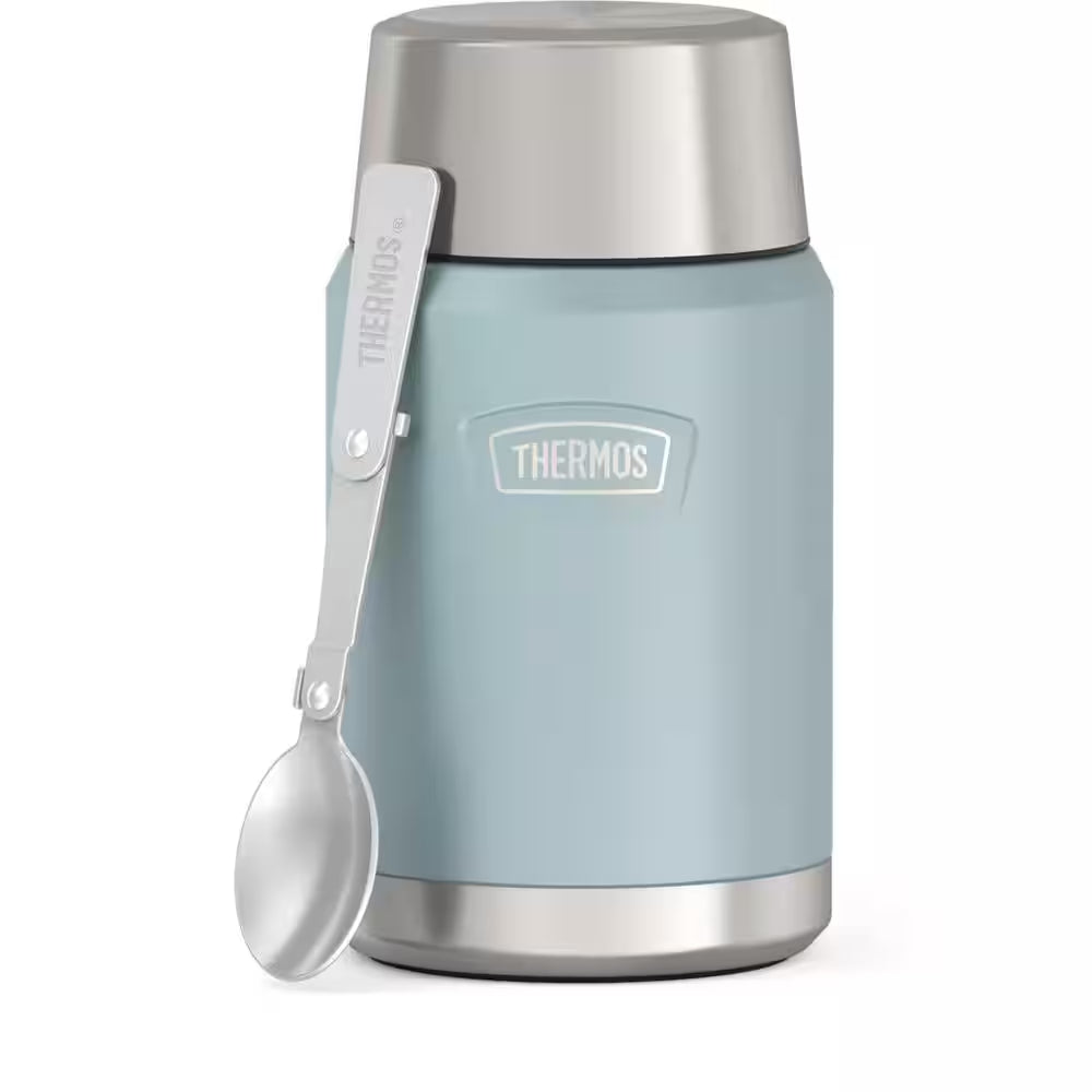 24 Oz. Glacier Blue Stainless Steel Food Jar with Spoon